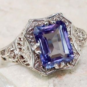 2CT Color Changing Alexandrite 925 Silver Ring